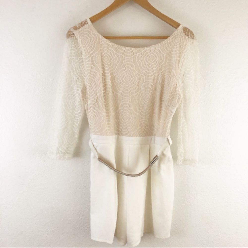 Obsession Lace long Sleeve Belted Beige Romper L
